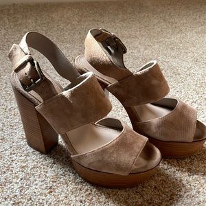 Aldo tan suede chunky platform sandals size 6.5M